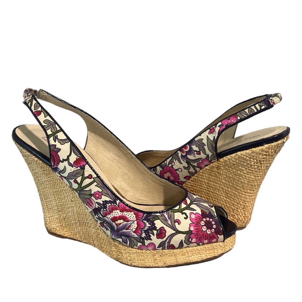 Bakers Arielle Purple Floral Peep Tor Espadrille Sandals